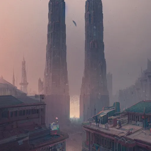 Prompt: gigantic city with pillars and long walls, darkness lurks within, artwork by tooth wu and wlop and beeple and greg rutkowski