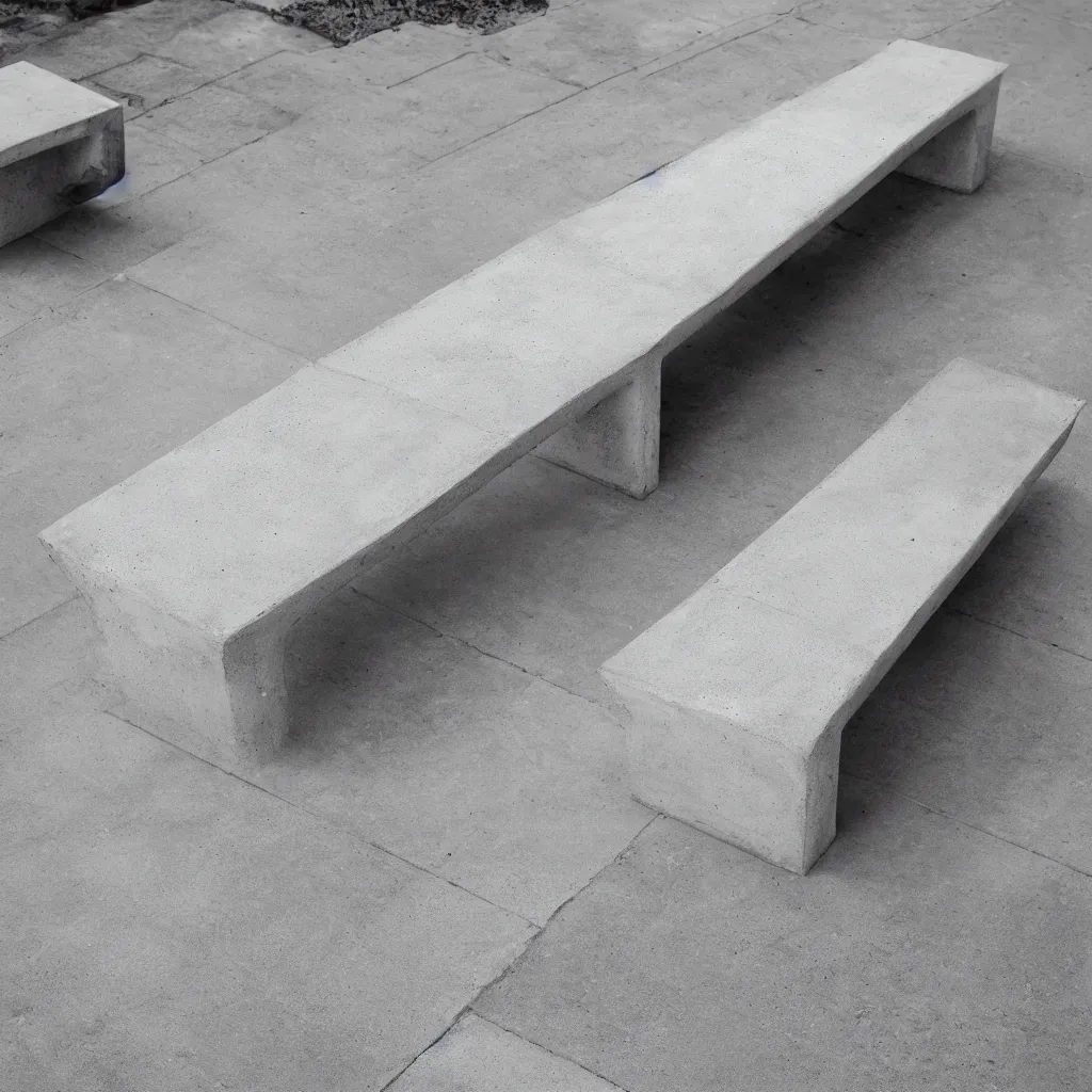 Prompt: concrete bench, minimal