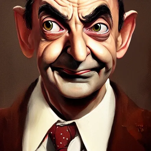 Image similar to portrait of mr. bean as roger rabbit painted by greg rutkowski