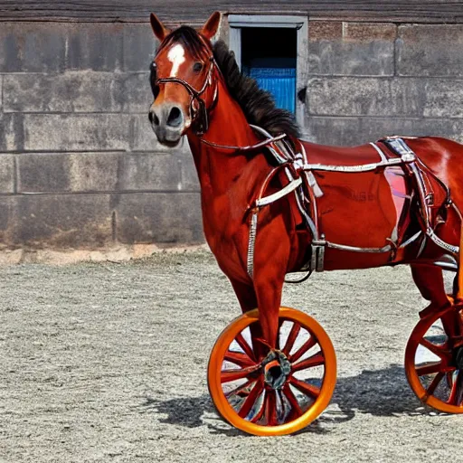 Image similar to horse with wheels