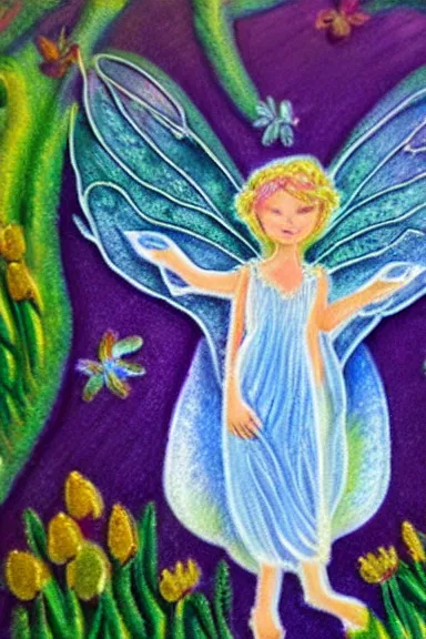 Image similar to fairy floral angel garden, pastels, iridescent aesthetic, symmetrical