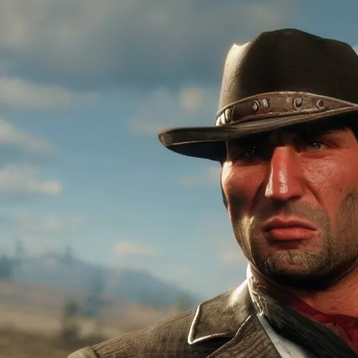 berrykanry, arthur morgan, red dead redemption, red dead redemption 2,  commentary request, highres, 1boy, artist name, beard, blurry, blurry  background, brown hair, brown vest, bullet, closed mouth, depth of field,  english text