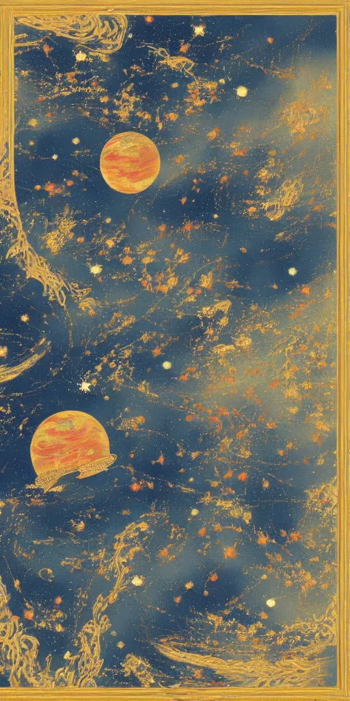 Prompt: oriental painting of space, 8 k resolution, highly detailed