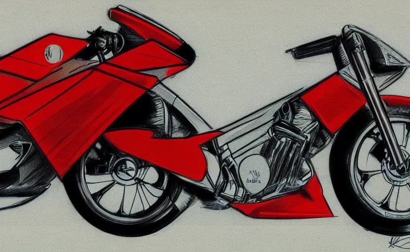 Prompt: 1 9 8 0 s yamaha sport motorcycle concept, sketch, art,