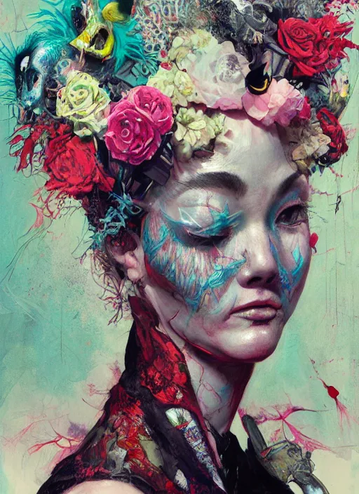 Prompt: a punk rock woman by james jean, brian despain, will murai, linn olofsdotter, sam weber, jinyoung shin, joy ang, andrey gordeev, mark verhaagen, paul davey, craig mullins, shane prigmore, ryohei hase, andrew wyeth, szukalski