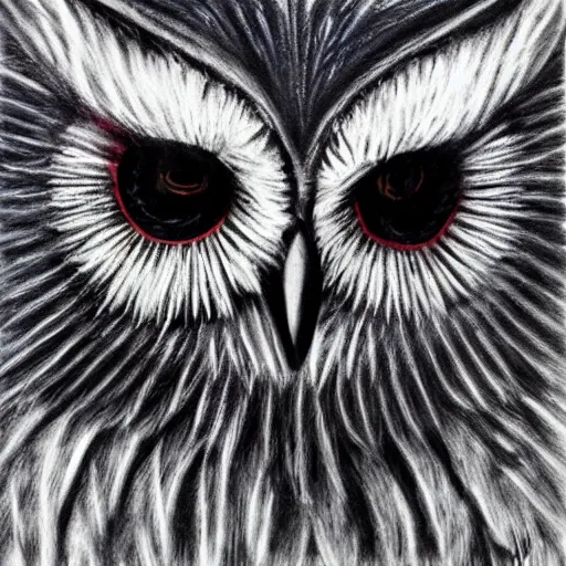 Image similar to color charcoal art, glowing white owl, in a windowsill