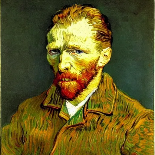 Prompt: portrait of van gogh painted by rembrandt