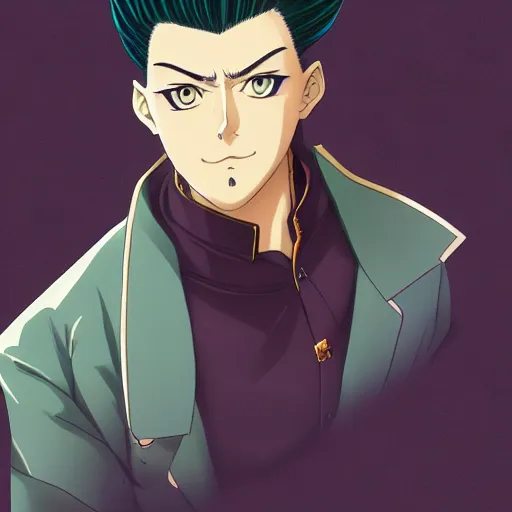 Prompt: portrait of josuke higashikata, anime fantasy illustration by tomoyuki yamasaki, kyoto studio, madhouse, ufotable, trending on artstation