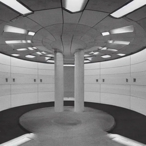 Image similar to photograph of a retrofuturist underground liminal space, minimalist