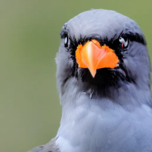 Image similar to bird stares face on into camera with quizzical expression, extremely detailed cartoon