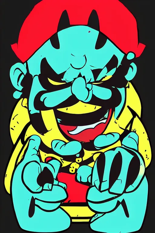 Prompt: “ wario in the style of the art of hylics ”