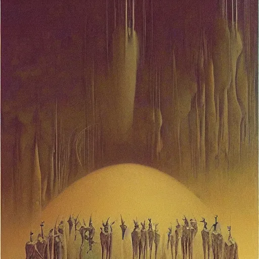 Prompt: There's no banquet in this world that doesn't come to an end, by Zdzisław beksiński, highly detailed
