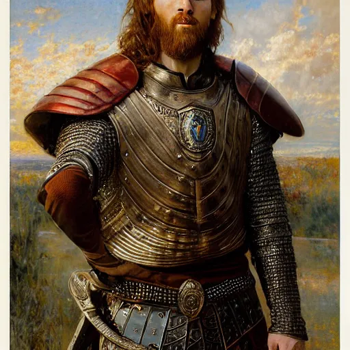 Image similar to attractive lionel messi as attractive king arthur pendragon, natural lighting, high quality, very detailed painting, by gaston bussiere, donato giancola, j. c. leyendecker