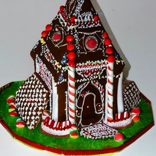 Image similar to a miniature gingerbread house version of the taj mahal,