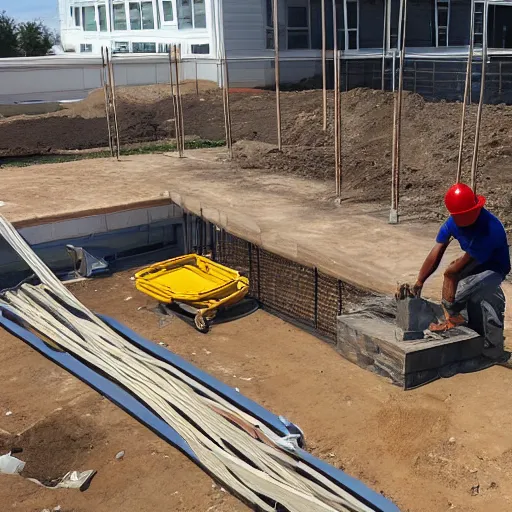 Prompt: Construction worker building the solar system