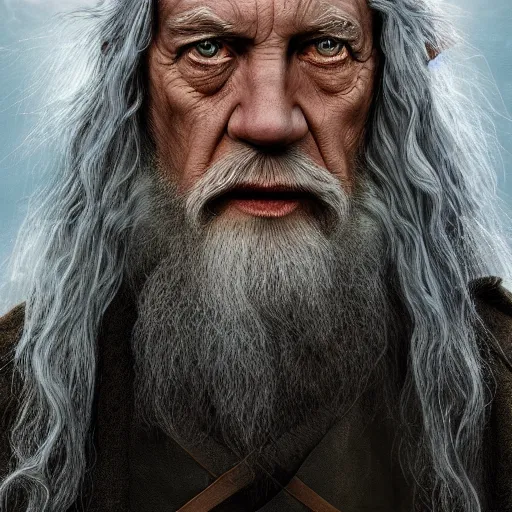 Image similar to ultra realistic illustration of charles peckham day as gandalf the white from lord of the rings the return of the king, full body, high quality, highly detailed, wide angle, illustration, digital art, full color