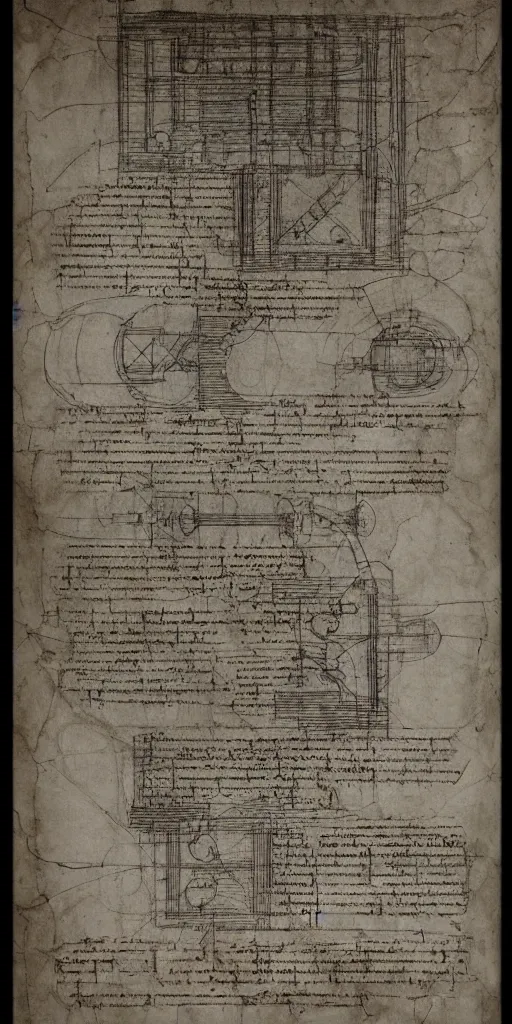 Prompt: undiscovered design blueprints from leonardo da vinci, renaissance, 4 k