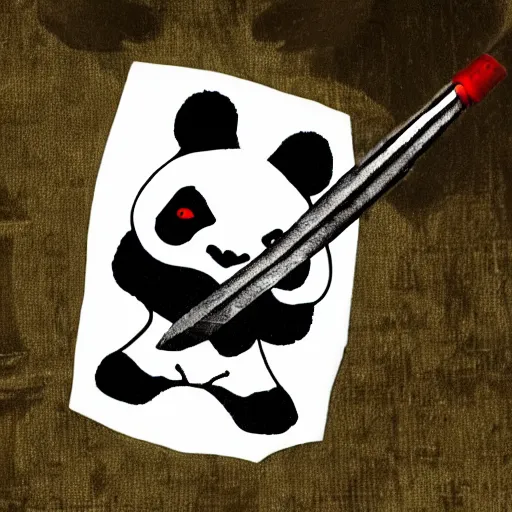 Prompt: a panda in templar knight armor fighting cthulhu