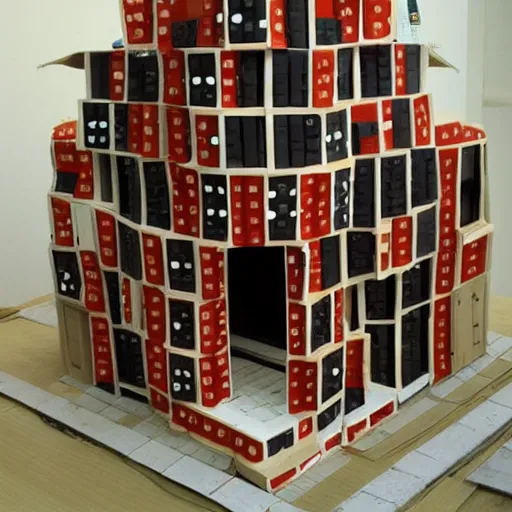 Image similar to a building made from domino