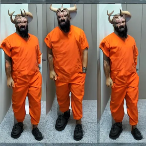 Image similar to bull using orange inmate clothes