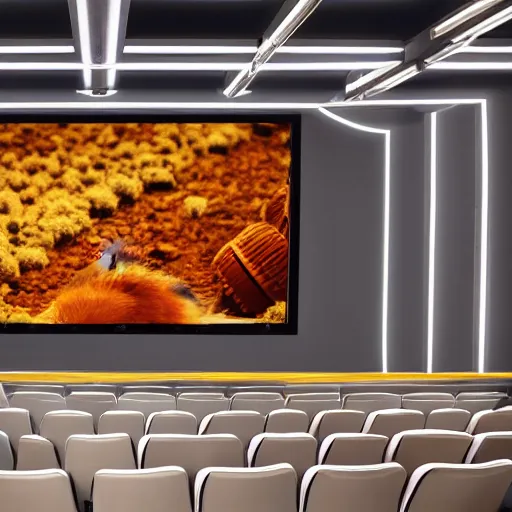 Image similar to photo of the cinema screen, a movie about hamsters is on the screen, unedited, sharp focus, 8 k