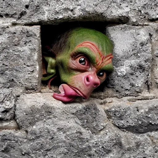 Image similar to goblin inside the wall, photo