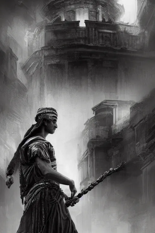 Prompt: antique city of troy, portrait, powerfull, intricate, elegant, black and white volumetric lighting, scenery, digital painting, highly detailed, artstation, sharp focus, illustration, concept art, ruan jia, steve mccurry