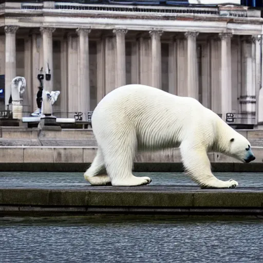 Image similar to polar bear walking across deserted trafalgar square