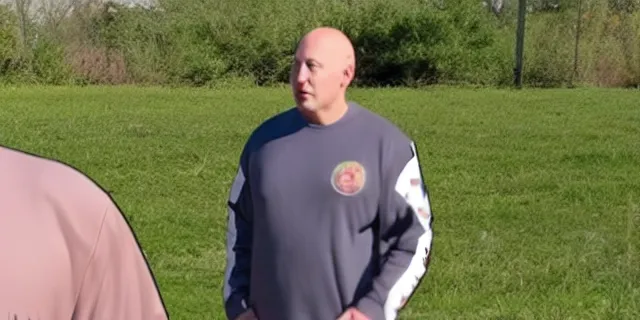 Image similar to full distant shot of bald elon musk in a tracksuit in trailer park boys