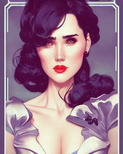 Image similar to a pin up and beautiful fashion charming dreamlke jennifer connelly, symmetrical face symmetrical eyes, character art, art by artgerm lau and wlop and and ilya kuvshinov and john singer sargent, joshua middleton comic art