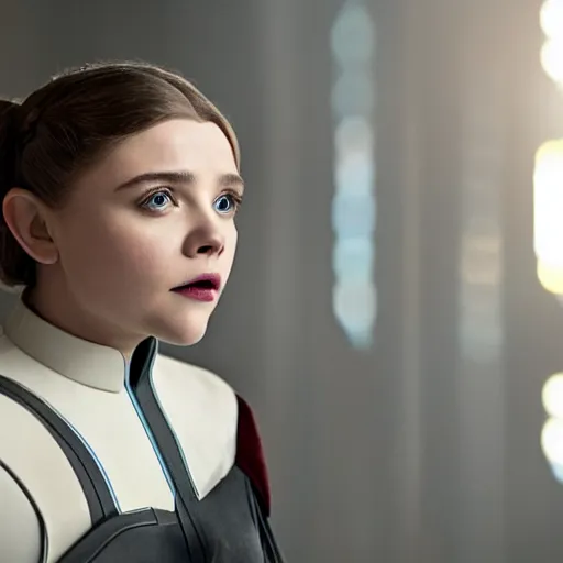 Prompt: Adult Chloe Moretz as Princess Leia, XF IQ4, 150MP, 50mm, F1.4