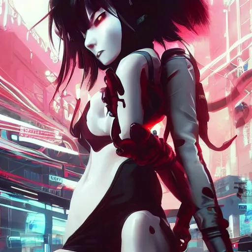 Prompt: Frequency indie album cover, luxury advertisement, white and red colors. highly detailed post-cyberpunk sci-fi close-up cyborg assassin girl in asian city in style of cytus and deemo, mysterious vibes, by Ilya Kuvshinov, by Greg Tocchini, nier:automata, set in half-life 2, beautiful with eerie vibes, very inspirational, very stylish, with gradients, surrealistic, dystopia, postapocalyptic vibes, depth of filed, mist, rich cinematic atmosphere, perfect digital art, mystical journey in strange world, beautiful dramatic dark moody tones and studio lighting, shadows, bastion game, arthouse