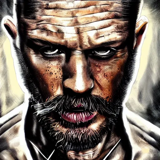 Image similar to Tom Hardy in wolverine suit Digital art 4K quality Photorealism