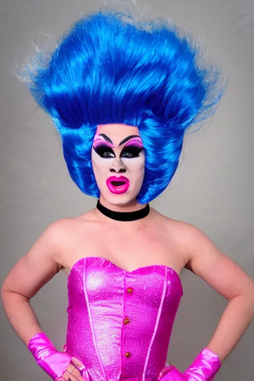 Image similar to drag queen princess, man in drag queen princess outfit with pink wig