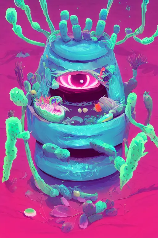 Image similar to roots cactus sushi cristal smurf ghost creature animal sushi cristal very big eye roots cactus elemental flush of force nature micro world fluo fishscale, behance hd by jesper ejsing, by rhads, makoto shinkai and lois van baarle, ilya kuvshinov, rossdraws radiating a glowing aura global illumination ray tracing hdr