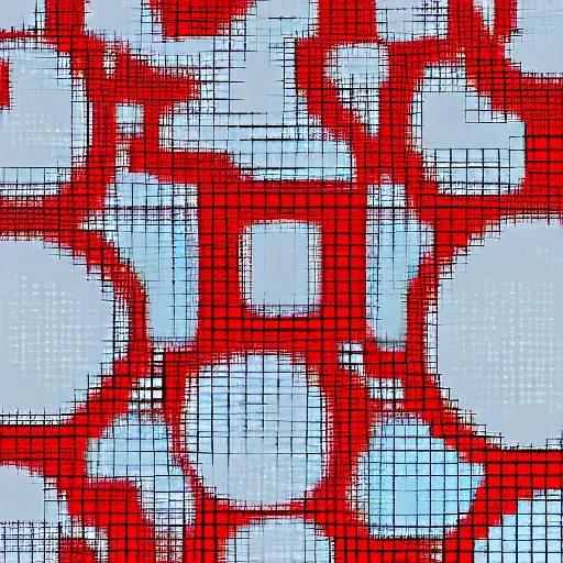 Prompt: chrome spheres on a red cube, bitmap