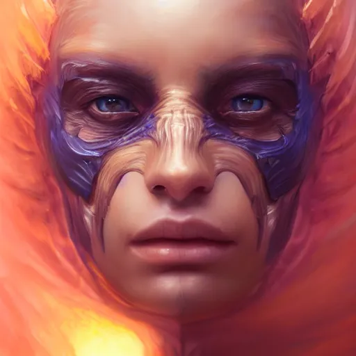 Image similar to Beautiful hyperrealistic detailed matte portrait painting of a cyborg creature, by andreas rocha and john howe, and Martin Johnson Heade, featured on artstation, featured on behance, golden ratio, f32, well composed, cohesive