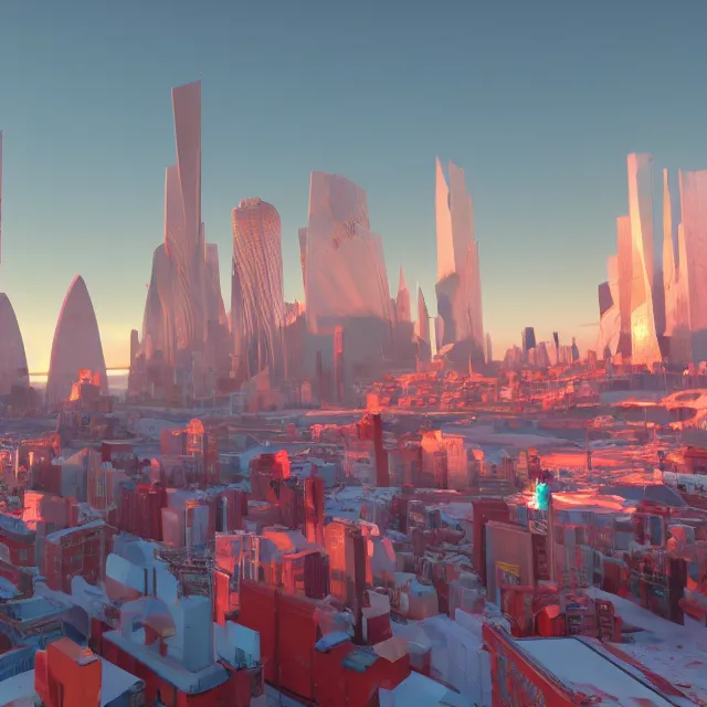 Image similar to new england futuristic fantasy city with a giant ice cream mountain range in the background, chimneys on buildings, colorful ice cream, light cinematic, otherworldly, volumetric, realistic, cinematic lighting, ray tracing, unreal engine 5, unreal engine render, octane render, hyper realistic, photo, 8 k