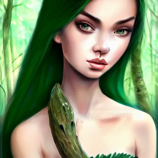 Prompt: gorgeous female Jade Tailor, realistic character concept, green dress, forest, trees, medium shot, shorter neck, illustration, symmetrical face and body, realistic eyes, artstation, cinematic lighting, hyperdetailed, detailed realistic symmetrical eyes, symmetrical nose, symmetrical pupils, symmetrical nostrils, face by artgerm, symmetrical nose, cgsociety, 8k, high resolution, Charlie Bowater, Tom Bagshaw, single face, insanely detailed and intricate, beautiful, vfx, postprocessing:: gorgeous female Samara Weaving, horror movie slasher, slasher movie, realistic character concept, full body shot, violent pose with knife in hand, creepy evil smile, shorter neck, illustration, symmetrical face and body, realistic eyes, artstation, cinematic lighting, hyperdetailed, detailed realistic symmetrical eyes, face by artgerm, symmetrical nose, cgsociety, trees, forest, 8k, high resolution, Charlie Bowater, Tom Bagshaw, single face, insanely detailed and intricate, beautiful, elegant, vfx, postprocessing:: Rafael Albuquerque comic art, art nouveau, Peter Mohrbacher, pretty female Anya Taylor-Joy vampire sharp vampire teeth open mouth, symmetrical eyes and face, brown leather jacket, jeans, long black hair, full body