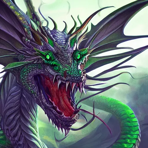 Image similar to a green dragon, digital painting, trending on artstation, matte painting, highly detailed, intricate linework