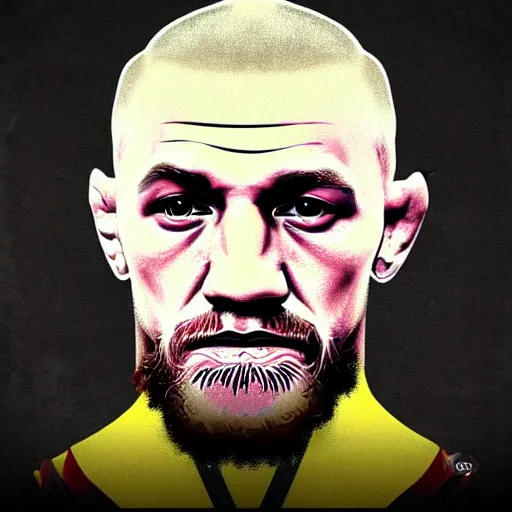 Image similar to portrait of conor mcgregor as e mahatma gandhi portrayed. digital art trending on artstation