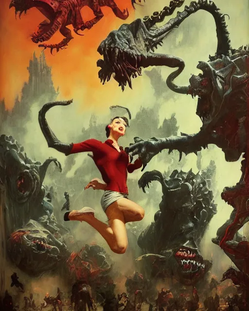 Image similar to 5 0 s monster movie poster, painted by ruan jia, raymond swanland, lawrence alma tadema, zdzislaw beksinski, norman rockwell, jack kirby, tom lovell, alex malveda, greg staples