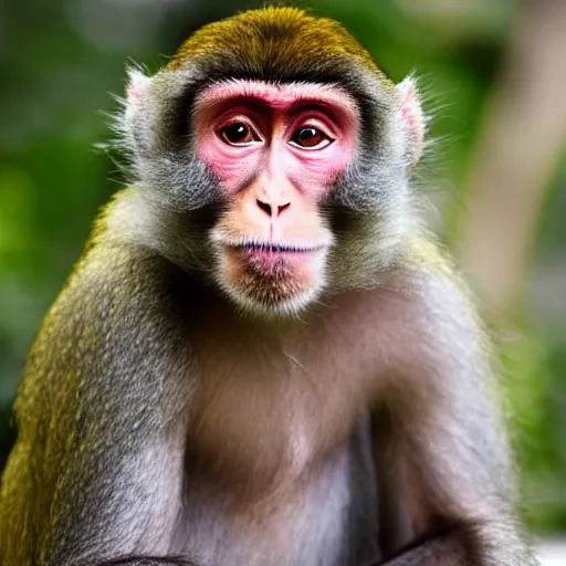 Prompt: macaque monkey into a kimono