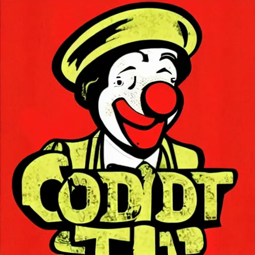 Image similar to communist clown, propaganda art style