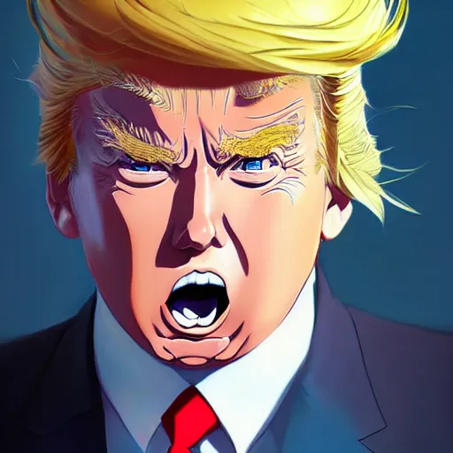 Prompt: anime portrait of Donald Trump as an anime boy by Stanley Artgerm Lau, WLOP, Rossdraws, James Jean, Andrei Riabovitchev, Marc Simonetti, and Sakimichan, trending on artstation