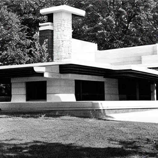 Image similar to frank lloyd wright, black and white photo