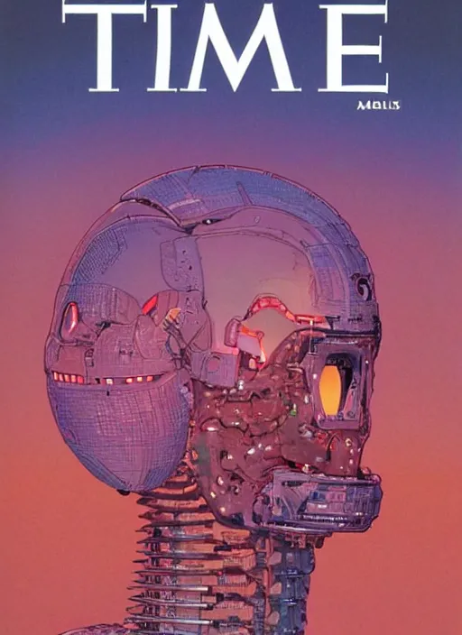 Prompt: TIME magazine cover, the coming AI singularity, by Moebius