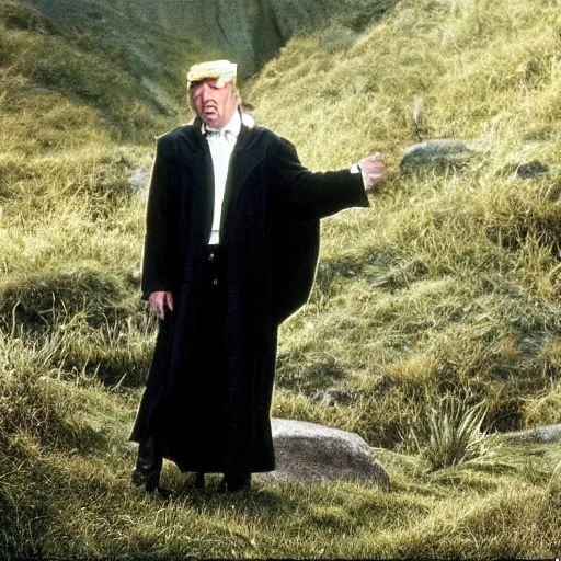 Prompt: donald trump as frodo in the lord of the rings, award winning photo