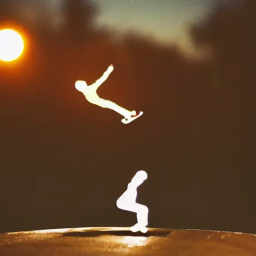 Image similar to skateboard, full moon, bokeh