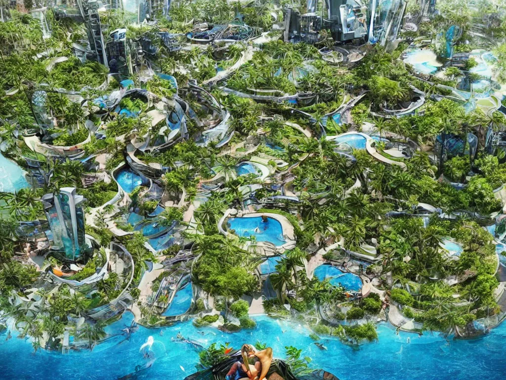 Image similar to futuristic bali island in the year 2 0 5 0, perfect faces